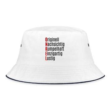 Onkel Geschenk lustig von Neffe Nichte - Bucket Hat - Weiß/Navy - Vorne