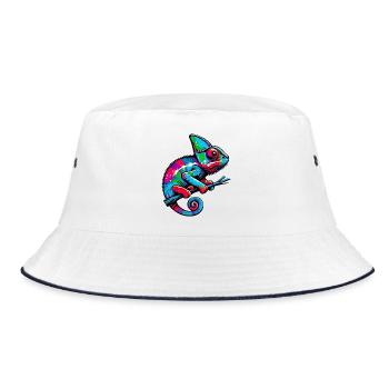 Chamäleon - Bucket Hat - Weiß/Navy - Vorne