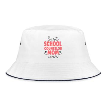 School Counselor Mom Best School - Bucket Hat - Weiß/Navy - Vorne