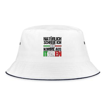 Italien Italiener Vaffanculo - Bucket Hat - Weiß/Navy - Vorne