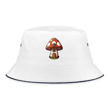 Kawaii Mushrooms Cottagecore Vintage - Bob - blanc/marine - Devant