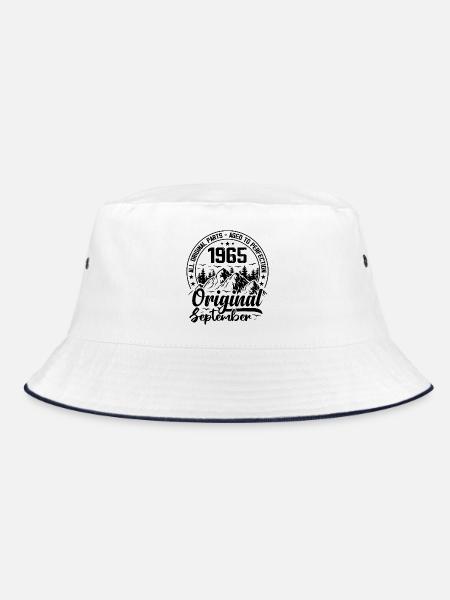 1965 September Original 59 Years Anniversary Gift - Bucket Hat - white/navy - Front