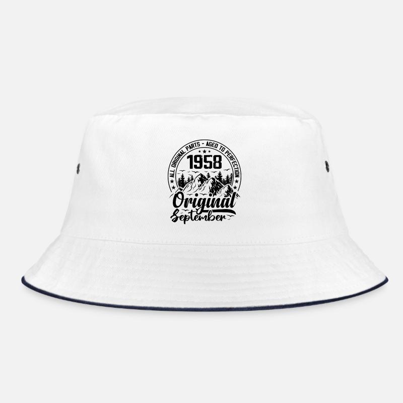 1958 September Original Geschenk zum 66-jährigen Jubiläum - Bucket Hat - Weiß/Navy