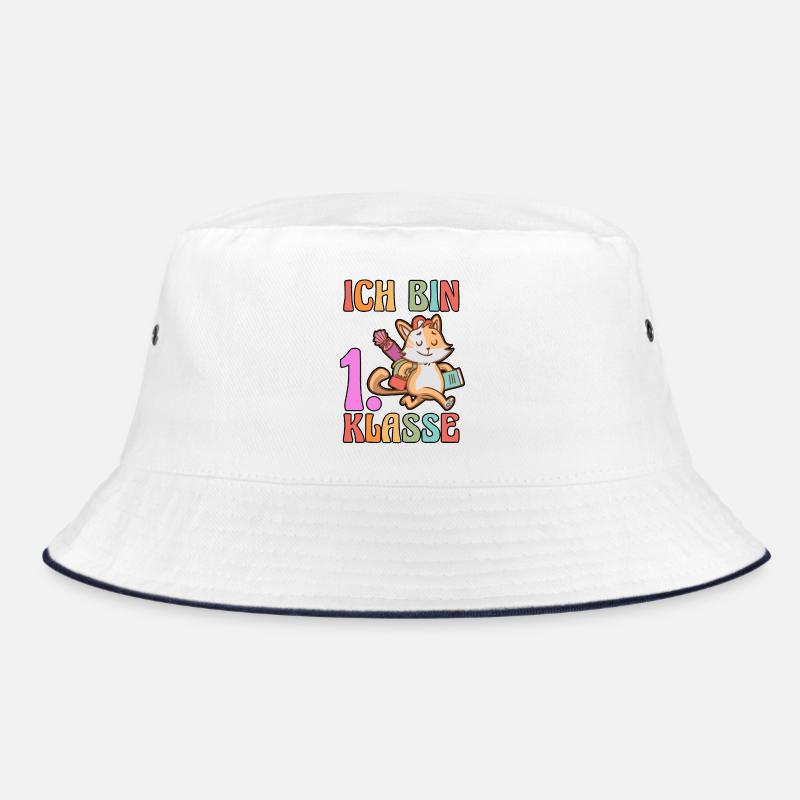 Katze Erste Klasse Schulkind Schulbeginn Einschulu Bucket Hat