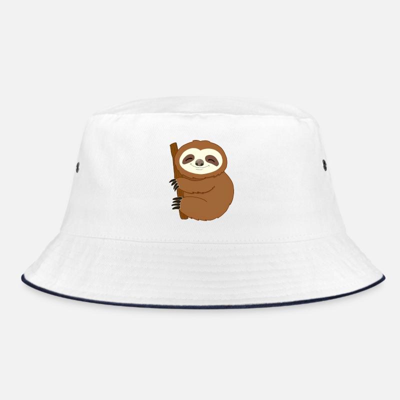 Faultier - Bucket Hat - Weiß/Navy