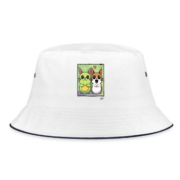 Funny, lovable cat friends - Bucket Hat - white/navy - Front