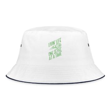 Funny Tennis Player Racket Living - Bucket Hat - Weiß/Navy - Vorne