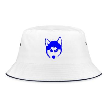 Siberian Husky Dog Siberian Sled Dog - Bucket Hat - white/navy - Front