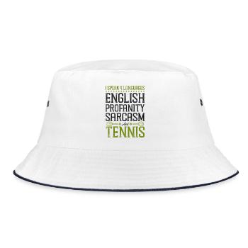 Funny Tennis Player Racket I Speak - Bucket Hat - white/navy - Front