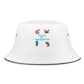 Experte für Meeresfrüchte - Bucket Hat - Weiß/Navy - Vorne