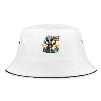 Süßer Alien Tramper Sirius B UFO Außerirdischer - Bucket Hat - Weiß/Navy - Vorne
