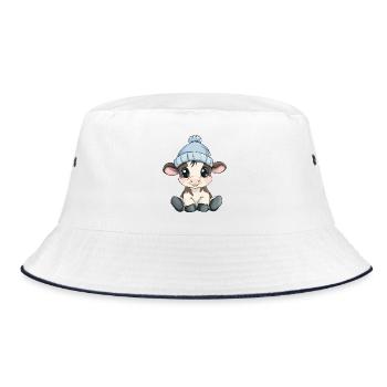 Kuh Süß Niedlich Baby Kinder Tier Kalb Cartoon - Bucket Hat - Weiß/Navy - Vorne