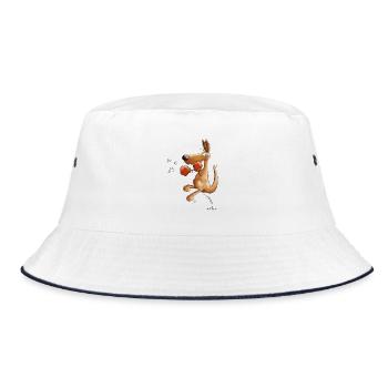 Kangaroo Boxer Boxing Animal Motif - Bucket Hat - white/navy - Front