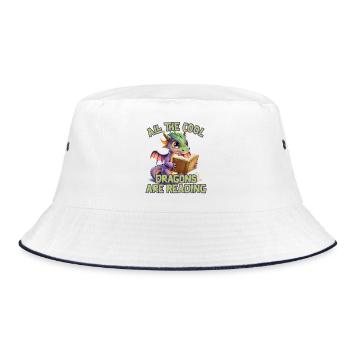 Alle Coolen Kids Lesen Drachen - Bucket Hat - Weiß/Navy - Vorne
