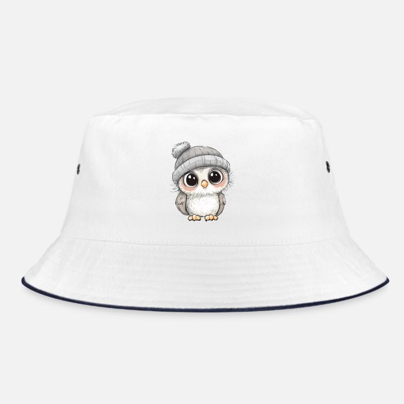 Eule Süß Niedlich Baby Kinder Tier Cartoon - Bucket Hat - Weiß/Navy