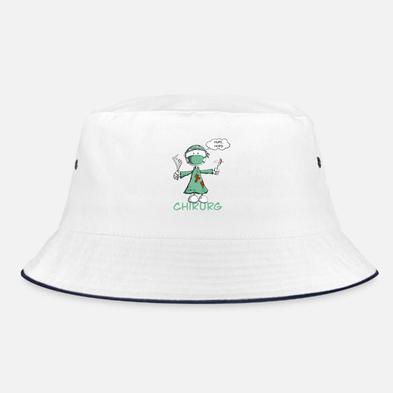 Schwarzer Humor Chirurg Strichmännchen Cartoon - Bucket Hat - Weiß/Navy