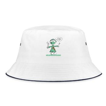 Neurochirurg Spruch Chirurg Strichmännchen Cartoon - Bucket Hat - Weiß/Navy - Vorne