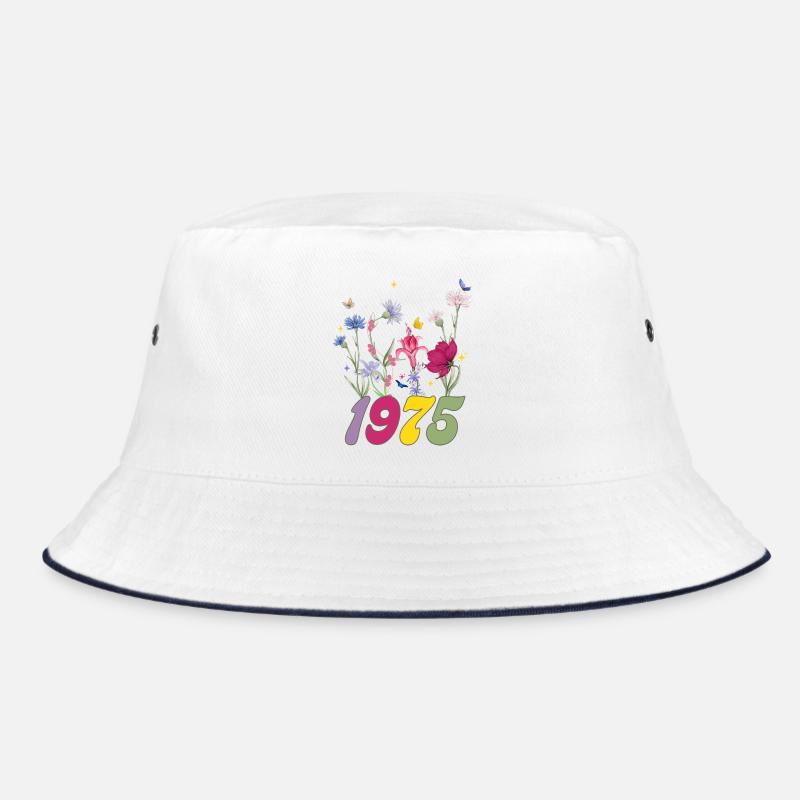 Année de naissance 1975 fleurs sauvages - Bob - blanc/marine