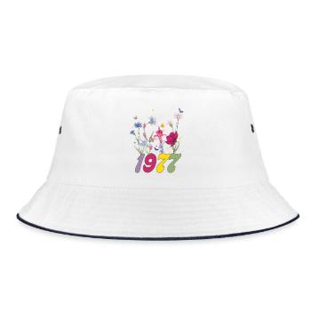 Year of Birth 1977 Wildflowers - Bucket Hat - white/navy - Front