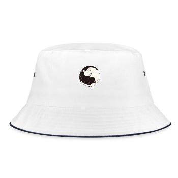 Yin and Yang Buddhism Graphic Cats Cat Holder - Bucket Hat - white/navy - Front