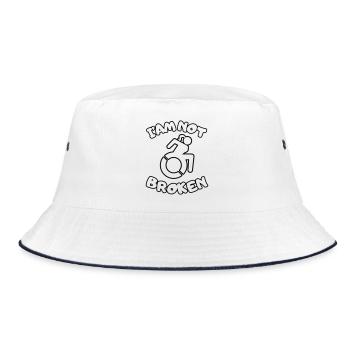 Ich sitze im Rollstuhl, aber ich bin nicht kaputt # - Bucket Hat - Weiß/Navy - Vorne