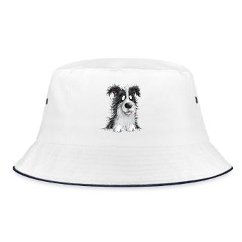 Droll Border Collie Dog Herding Dog Lover - Bucket Hat - white/navy - Front