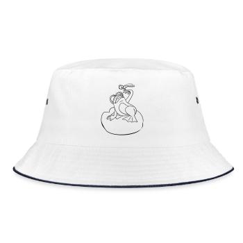 Frog Dragonfly coloring page hand-illustrated - Bucket Hat - white/navy - Front