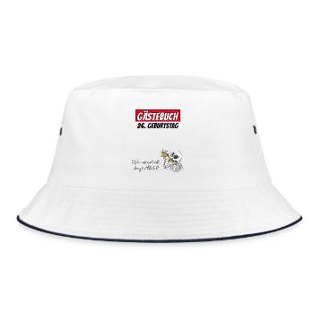 26. Geburtstag Gästebuch Unterschriften Alkohol - Bucket Hat - Weiß/Navy - Vorne