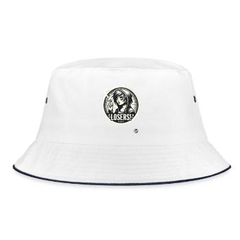 Edgy Alternative Goth Punk Girl: Losers - Bucket Hat - white/navy - Front