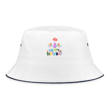 Happy Birthday 8th Birthday - Bucket Hat - white/navy - Front
