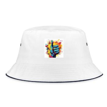 Thumbs Up Explosion – Bold Pop Art Design - Bucket Hat - white/navy - Front
