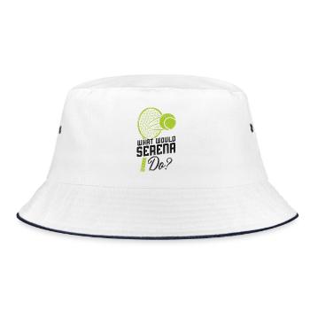 Funny Tennis Player Racket What - Bucket Hat - white/navy - Front