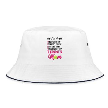 Funny Tennis Player Racket Mom I'm - Bucket Hat - Weiß/Navy - Vorne