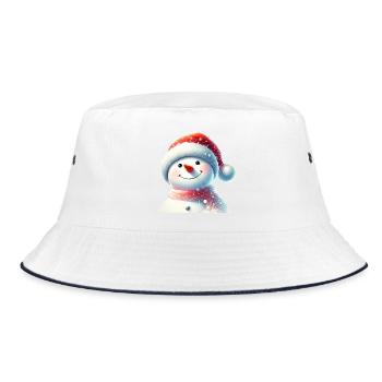 Charmanter Schneemann in Winterkleidung - Bucket Hat - Weiß/Navy - Vorne