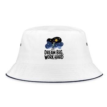 Dream Big, Work Hard Star Seeker - Bucket Hat - white/navy - Front