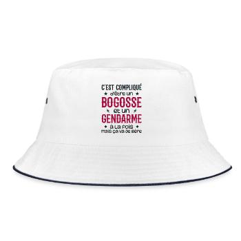 It's complicated to be a bogosse and a gendarme - Bucket Hat - white/navy - Front