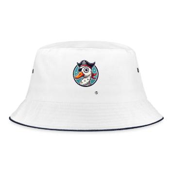 Pirate goose with eye patch - Bucket Hat - white/navy - Front