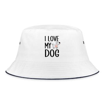 J’aime mon chien - Chien mignon avec contour de silhouette de coeur - Bob - blanc/marine - Devant