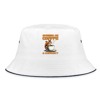 With coffee and curiosity – squirrel coffee - Bucket Hat - white/navy - Front
