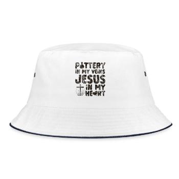 Pottery Ceramics Artist Jesus - Bucket Hat - Weiß/Navy - Vorne