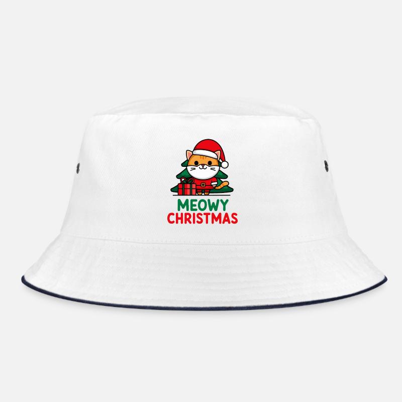 Festive Cat Santa Illustration Bucket Hat