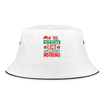 Die ungezogene Liste und ich bereue nichts Lustige Weihnachten - Bucket Hat - Weiß/Navy - Vorne