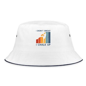 I Dont Sweat I Chalk Up I Boulderer - Bucket Hat - Weiß/Navy - Vorne