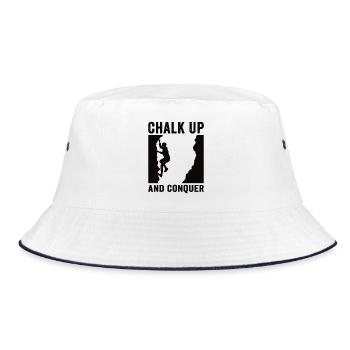Chalking up and conquering boulderers - Bucket Hat - white/navy - Front