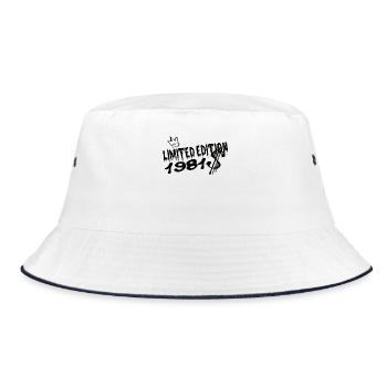 Limited Edition 1981 Geburtstag 1981 Geboren - Bucket Hat - Weiß/Navy - Vorne