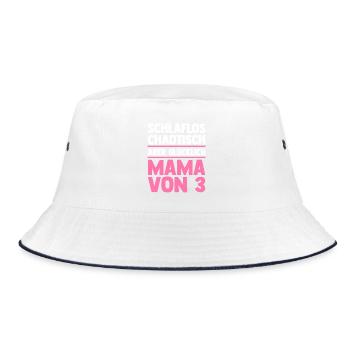 Mom of 3 children - Bucket Hat - white/navy - Front