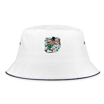 Irish man running away from the England monster - Bucket Hat - white/navy - Front