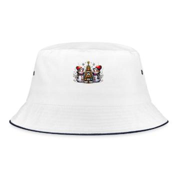 Bunte Schneemänner Moderne Malerei - Bucket Hat - Weiß/Navy - Vorne