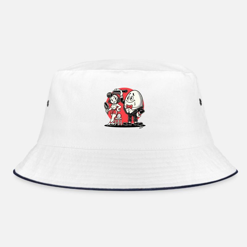 Retro Cartoon Lady und der Eiermann Bucket Hat