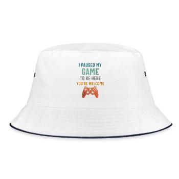 I Paused My Game to Be Here - Funny Gamer - Bucket Hat - white/navy - Front